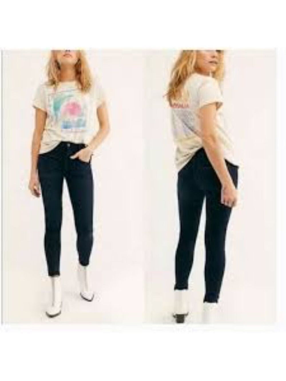 Free People Ivy Mid Rise Released Hem Skinny Jeans